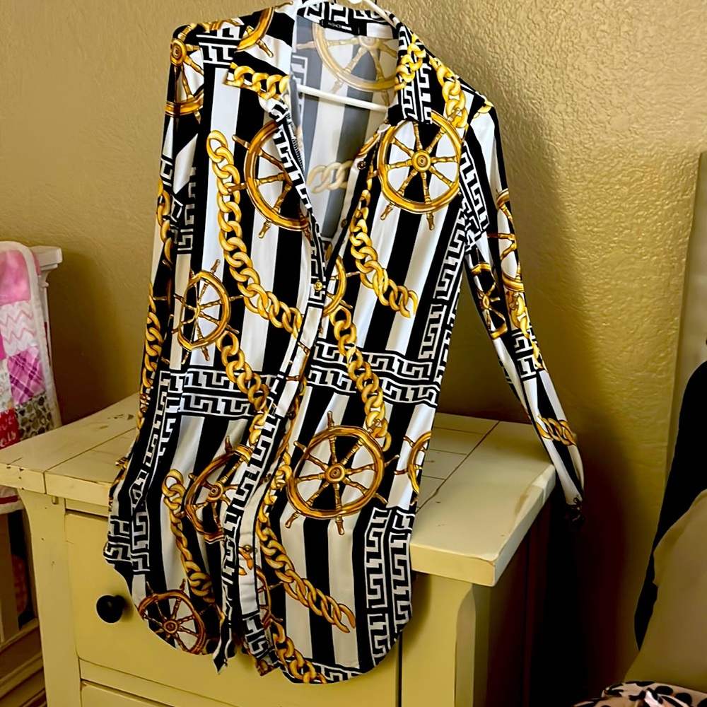 Long sleeve Nautical blouse dress.